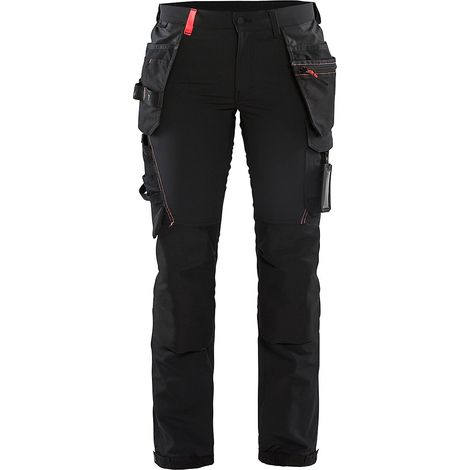 Pantalon de travail artisan stretch 4D femme 7192 - Noir/Rouge L - FR(44) - SE(C42) - Courtes