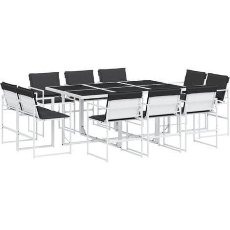 Maison Exclusive - 11-tlg. Garten-Essgruppe mit Kissen Weiß Texti