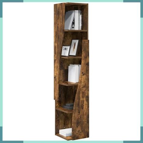 889870 Meuble d'angle Chêne fumé 27,5x27x140cm Bois d'ingénierie (1/5)