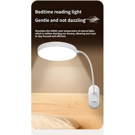 Lampe de lecture LED - Version améliorée - Double fonction de charge/branchement - Trois températures de couleur (1/3)