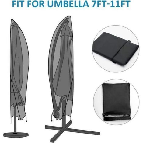 Housse Pour Parasol Déporté - Imperméable - Tissu Oxford 210D - Adaptée Parasols 2 à 4 M - Noir - 1 Pièce (1/4)