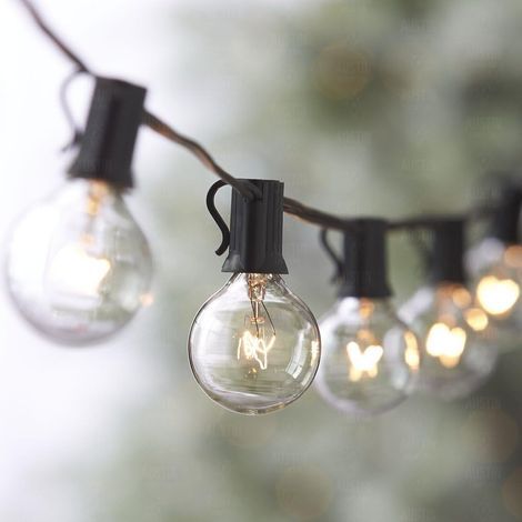 Guirlande Lumineuse 25 G40 Ampoules 7.62m Imperméable ChaîNe De Lumières Décoration Extérieur Et Intérieur Pour Jardin, Terrasse, NoëL, Fête, Mariage - Avec 25 Boule Ampoules Blanc Chaud (1/5)
