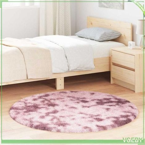 Tapis shaggy - FAFEISY - NAVARRA - rose poudré - 120x120 cm - antidérapant (1/5)