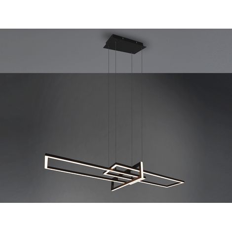 Große LED Pendelleuchte SALINAS lang mit Switch Dimmer Schwarz, Breite 110cm
