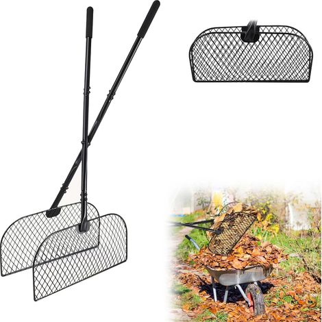 Ramasse-feuilles à long manche pour ramasser les feuilles, ramassage de déchets de jardin, pelle à feuilles en métal avec râteau en métal de 40 cm de large pour ramasser les feuilles, l'herbe (1/5)