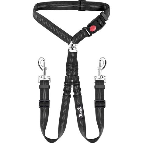 Double Dog Seat Belt, Double Car Headrest Seat Belt for Pets No Need for Tangled Dog Leash (1/5)