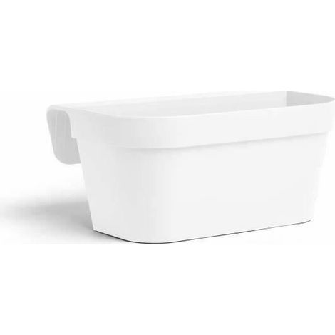 Giardiniera+gancio - GARDEN ID Star - Bianco 50 x 21 cm - Installazione facile - Riserva d'acqua - riciclato e 100% riciclabile (1/2)