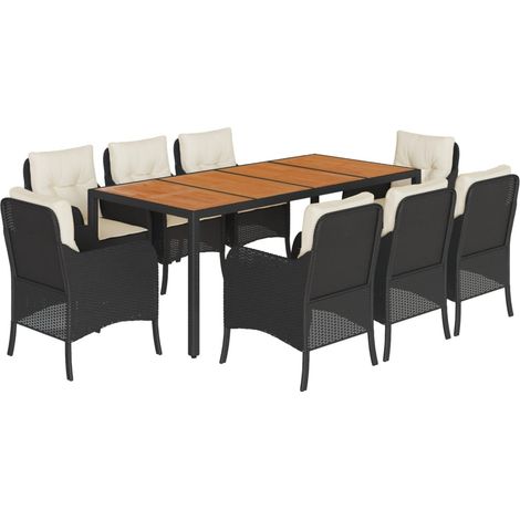 Maison Exclusive - Set de comedor de jardín 9 pzas y cojines ratá (1/5)