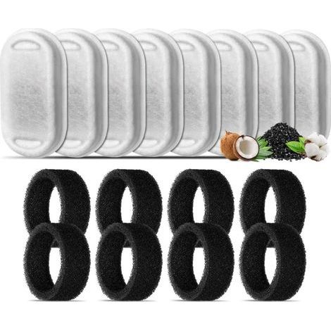 Filtre Fontaine Eau Chat. 8 pièces Filtres De Remplacement pour 3.2L/2L Fontaine à Eau pour Chat en Acier Inoxydable. 8 Filtres avec Charbon Actif et 8 Filtres en Mousse pour Fontaine pour Chat (1/5)