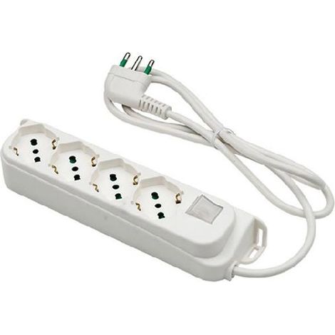 Multipresa 4 prese schuko bipasso 2P+T 16A spina italiana 2P+T 10A cavo 1.5m con interruttore luminoso Linea Retail Fanton 474204 (1/4)