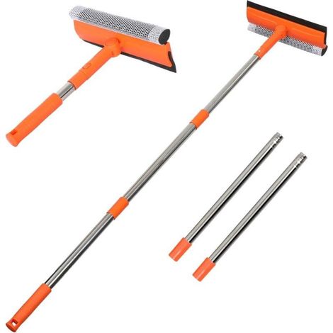 Professioneller Fensterabzieher. 2-in-1. Mit langem Edelstahlgriff. Schwammabzieher für Autofenster. Für Tankstellen. Fenster und Duschen (Schwammabzieher). (1/5)