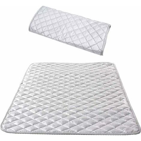KZQ Nappe de Repassage Isolante Couverture de Repassage à la Vapeur Coton Tapis De Repassage sur Table Portable pour Lave-Linge Sèche-Linge Voyager la Maison Argent 48 85 cm（1 pcs）