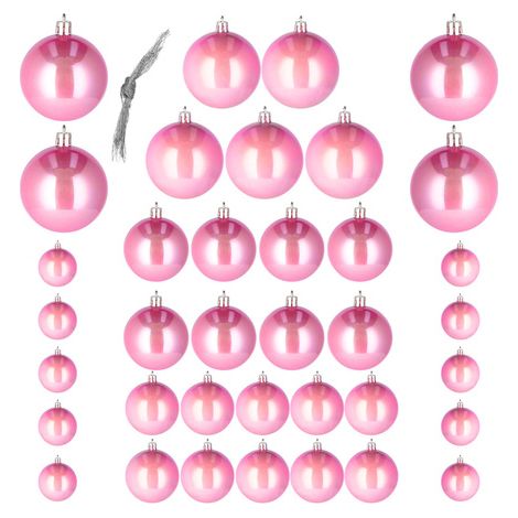 Weihnachtskugeln 37 Stück Weihnachtsschmuck perlrosa