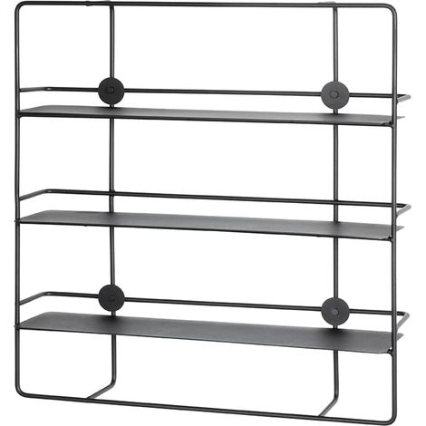 étagère Murale Noir, métal - Dim.: L 53 cm x H 56 cm x P 14 cm, Style: Modern (1/5)