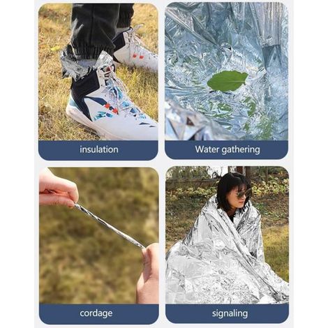 5Pcs Couverture de Survie d'urgence 160 x 210cm, Imperméable Couvertures Thermique pour Randonnée Camping Activités de Extérieur (1/4)