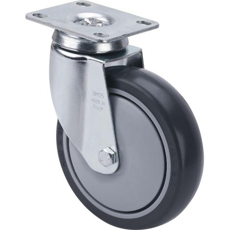 RUEDAS ALEX rueda giratora placa 10bha125cp-pgaisb goma gris eje bolas