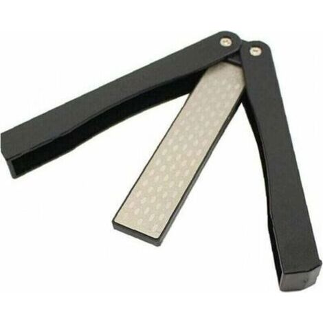Afilador de cuchillos de jardín, afilador de diamante plegable de doble cara para tijeras, podadoras de jardín, cortasetos o piedras de afilar, ideal para exteriores, jardín, camping y cocina.