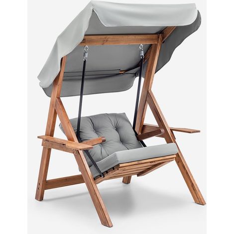 Columpio de jardín de madera con toldo Galata Swing - Gris