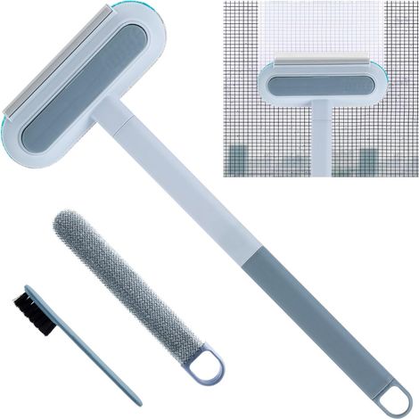 Nettoyeur de fenêtre Brosse de Nettoyage pour Moustiquaire de Fenêtre,Brosse Filet Anti - Mouche Raclette pour Pare-Brise et vitre de Voitures Nettoyage à Sec Humide