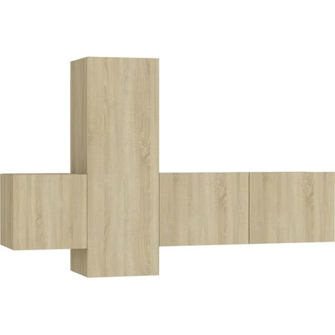 Ensemble de meubles TV 3 pcs，Banc TV，Armoire TV Chêne sonoma Bois d'ingénierie CFW875524 (1/5)