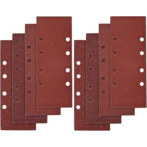 Lntyq 40 PCS Papier de Verre, 93 x 185mm Feuilles Abrasives pour Ponceuse Vibrante 8 Trous Assorted P40, P60, P80, P100 Grit (1/5)