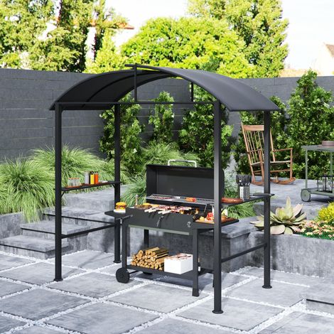 pergola barbecue 233x110x235 ripiani ganci acciaio HAVRYA (1/5)