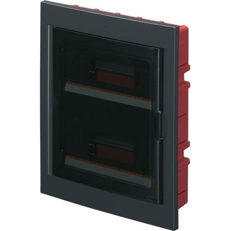Centralino ad incasso, 24 (2x12) moduli, nero, IP40, sportello in policarbonato fumè - Elettrocanali EC63024N