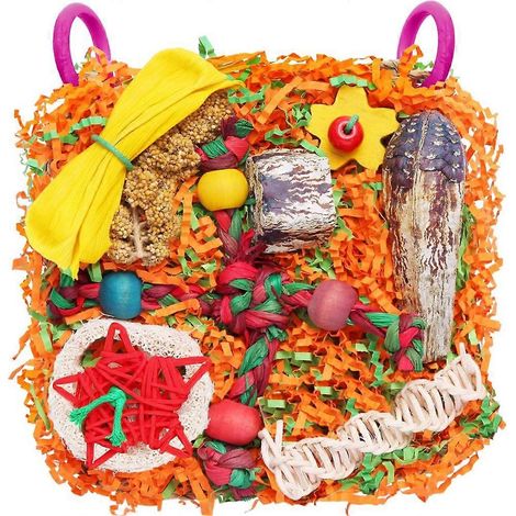 Oiseau jouets pour petit et moyen Parrots-Foraging et Shredding cage Hanging jouets, Loofah Slices pour Budgies (1/5)