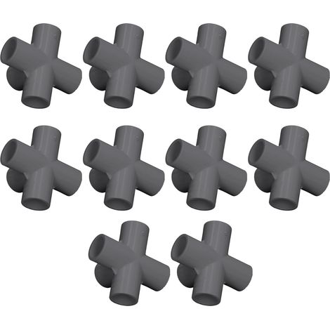 10 Stück 5-Wege-Rohrverbinder 25 mm PVC-Winkelrohrverbinder für Möbel, Gewächshäuser und Zelte, Schwarz (1/5)