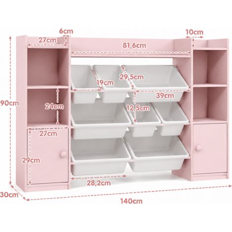 Mobile contenitore per bambini con 8 scatole rimovibili, rosa, MDF e metallo DESVIAE (1/4)