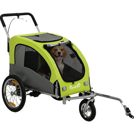 Remorque à vélo pour chien, système de suspension, design pliable, vert, 160X71X101 cm (1/2)
