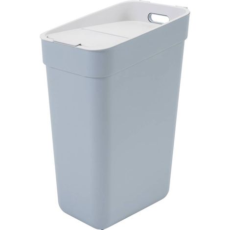 Curver – Poubelle tri sélectif 30L – Plastique recyclé – Dimensions 24,6 x 36,7 x 55,1 cm – Couvercle à double ouverture – Support mural inclus