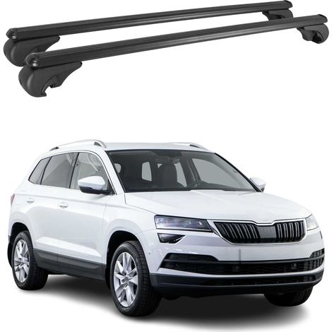 OMAC Aluminium Dachträger Querträger für Skoda Karoq 2017-2026 – TÜV / DIN 75302:2019 – Abschließbar – Max. 75 kg – 2 Stangen Schwarz (1/5)