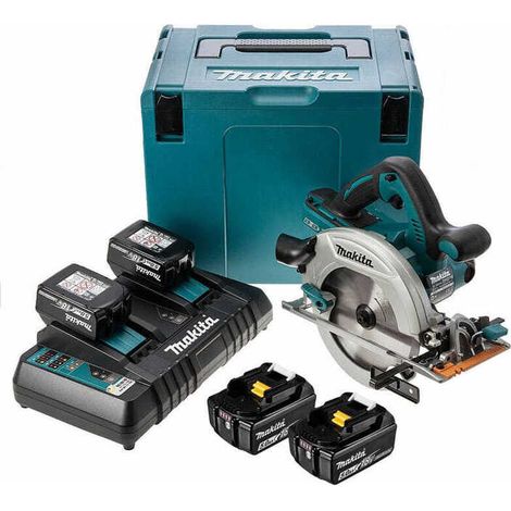 Sierra circular 36 V = 2 x 18 V Li-Ion 5 Ah Ø 190 mm (4 baterías) MAKITA - 4 baterías, cargador, maletín - DHS710PT4J