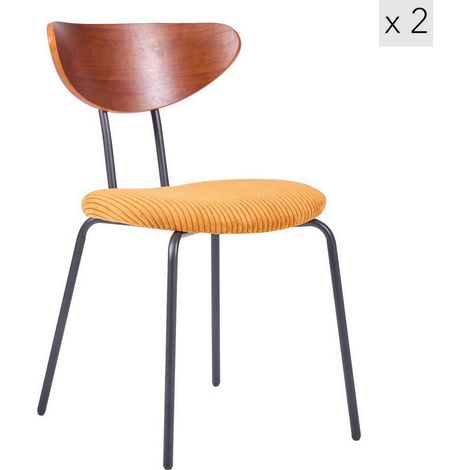 Nordlys - Lot de 2 Chaises de Salle à Manger Industrielles Metal Bois (1/5)
