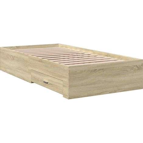 Cama con cajones madera ingeniería roble Sonoma 75x190 cm vidaXL