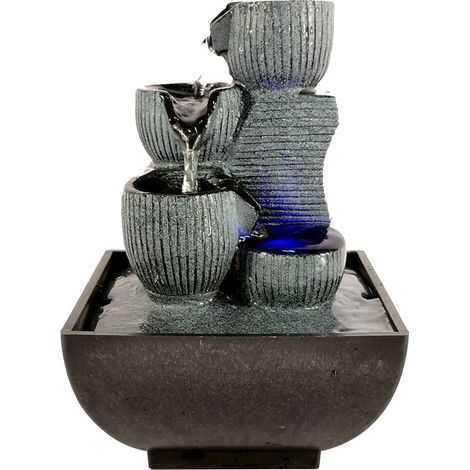 Fontaine d’Intérieur Cascade Zen Relaxante avec Lumière LED Coloré H 18 cm (1/5)