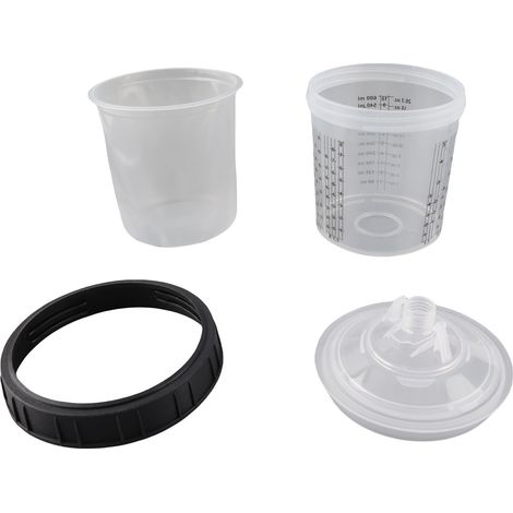 Ortviai Kit de 122 pièces pour pistolet de peinture automobile – Tasses jetables 0-600 ml avec joints étanches et couvercles (1/5)