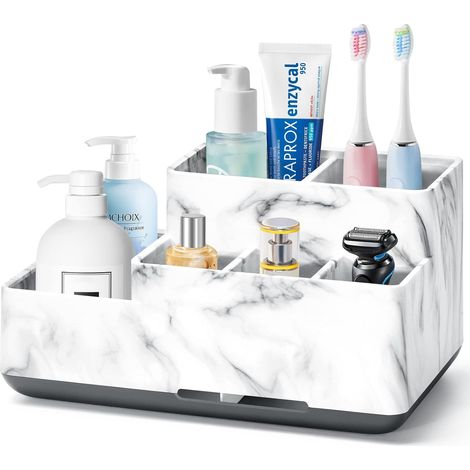 Porte Brosse à Dents Amovible Antidérapant avec 6 Compartiments, Drainage (1/5)