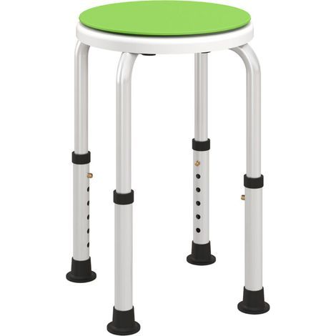 Tabouret de douche siège de douche antidérapant tabouret de bain hauteur réglable pivotant à 360° en aluminium (1/5)