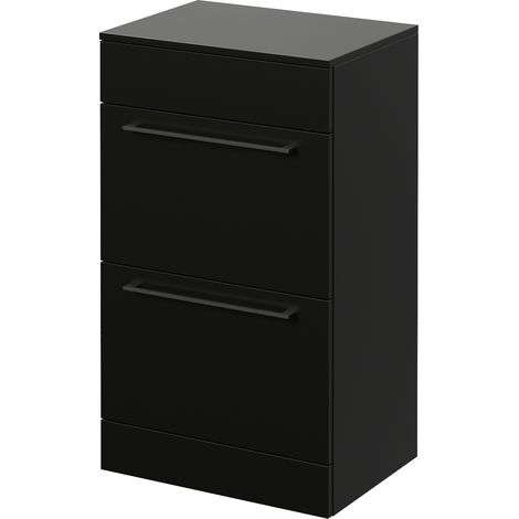 Napoli 390 Matt Black 500mm 2 Drawer Vanity Unit for Countertop Basins - 500mm - Gunmetal Grey 320mm Handle