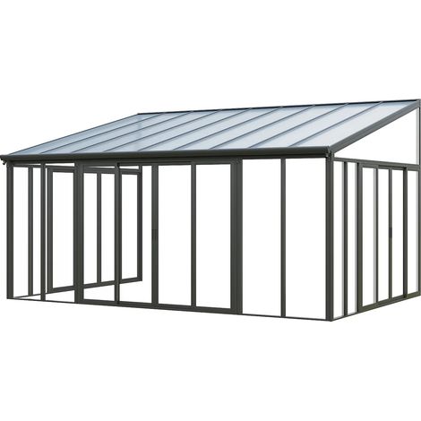 Veranda in Alluminio e policarbonato con protezione UV 20,9 m² Antracite - MATHILDA