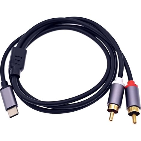 1 m USB C vers 2 RCA audio câble, adaptateur audio AUX type C vers RCA pour 15 pour pour Galaxy S24 S23 Ultra S22 S21 S20 amplificateur haut-parleur autoradio (1/5)