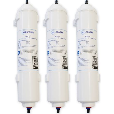 Filtro de agua AllSpares (3 uds.) para refrigeradores compatibles con Samsung DA29-10105J / HAFEX/EXP / EF-9603 / WSF-100, LG 5231JA2010B / ADQ73693903 / ADQ736939 y WPRO USC100 (1/3)
