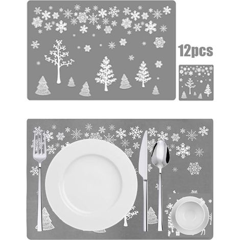 Placemat De Noel - Plastique PVC Imperméable Anti-dérapant - 43 x 28 cm - Pour Table À Manger - Lot De 12 Pièces (1/5)