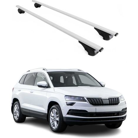 OMAC Dachträger Querträger für Skoda Karoq 2017-2026 – Abschließbar – Max. 75 kg – 2 Stangen Stahl Silber (1/5)