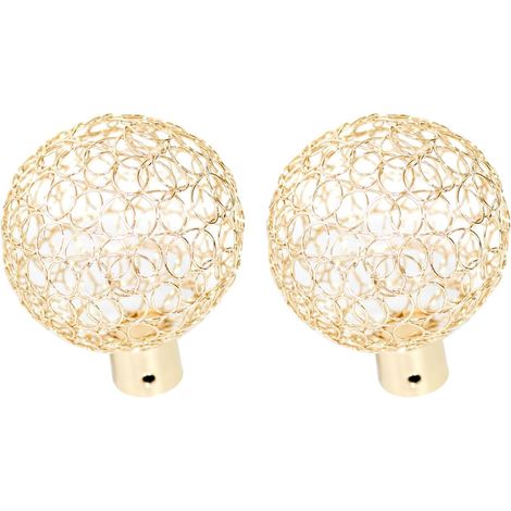 Lot de 2 embouts décoratifs pour tringle à rideaux, boule creuse dorée, diamètre intérieur 19 mm (1/5)