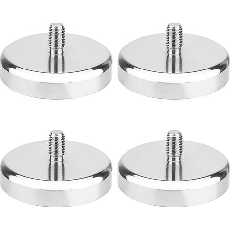 Lot de 4 aimants ronds en néodyme Ø 40 mm avec filetage M6, 55 kg, aimants ronds en néodyme avec filetage - Aimants extra puissants pour vis, œillet ou crochet (1/5)