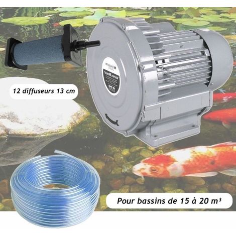 Kit Pompe à Air Bassin Vortex Turbine 15000 l/h + 12 diffuseurs 13 cm Pour Bassins De 15 à 20 m³ (1/5)