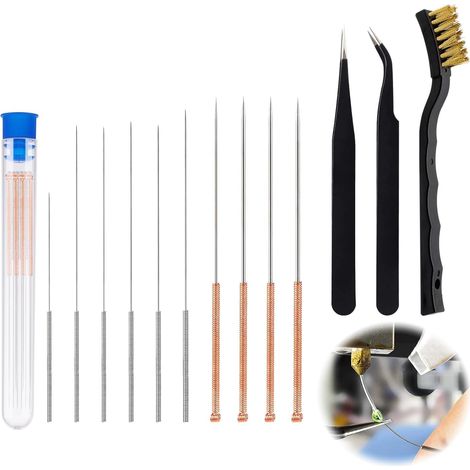 3D Printer Nozzle Cleaning Needle Kit, 10 Sizes of Nozzle Cleaning Needles, Brass Wire Brush and Tweezers for 3D Printer Cleaning (1/5)